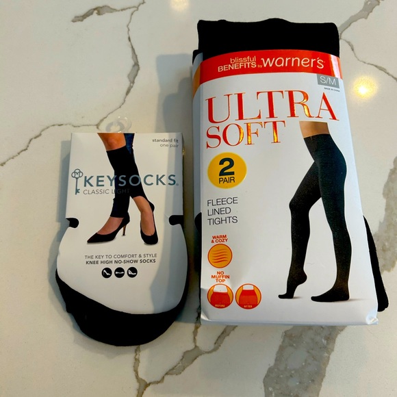 Women’s Fleece-Lined Tights & Keyhole Sock Bundle - Picture 1 of 5